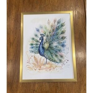 Watercolor Peacock Print 🦚 12x16 Framed And ready To Hang Wall Art Home Decor